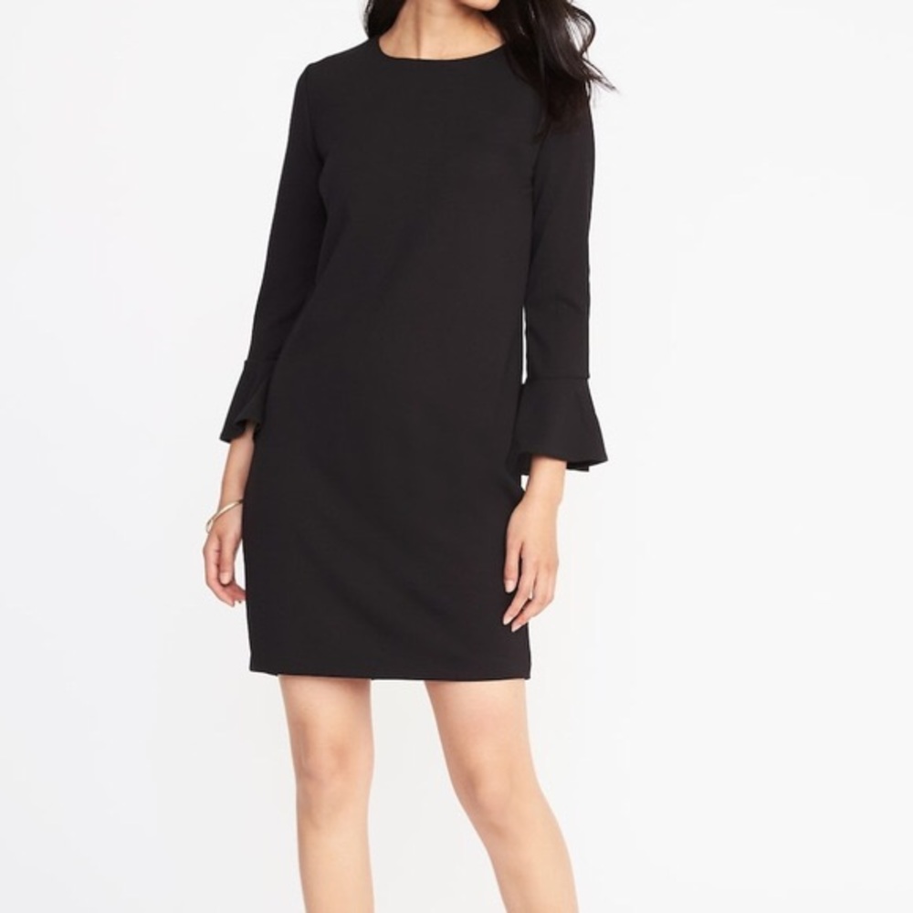 Old Navy Black Ponte Knit Bell Sleeve Dress